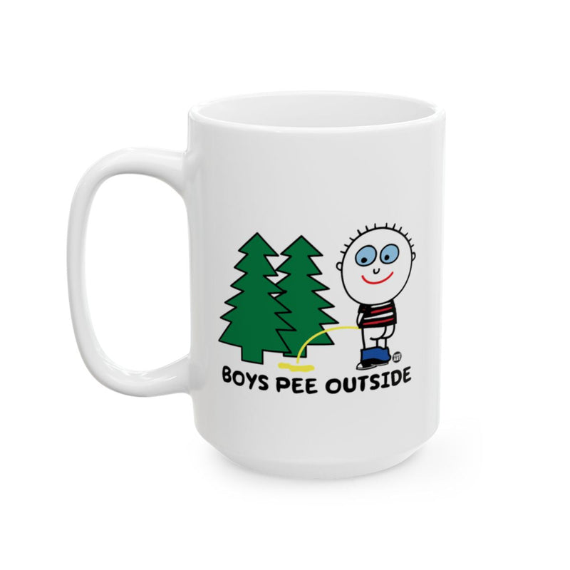 Load image into Gallery viewer, Boys Pee Outside Coffee Mug with Funny Cartoon Design
