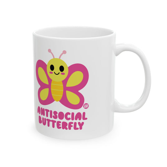 Antisocial Butterfly Mug, Antisocial Cute Butterfly Mug, Funny Butterfly Mug