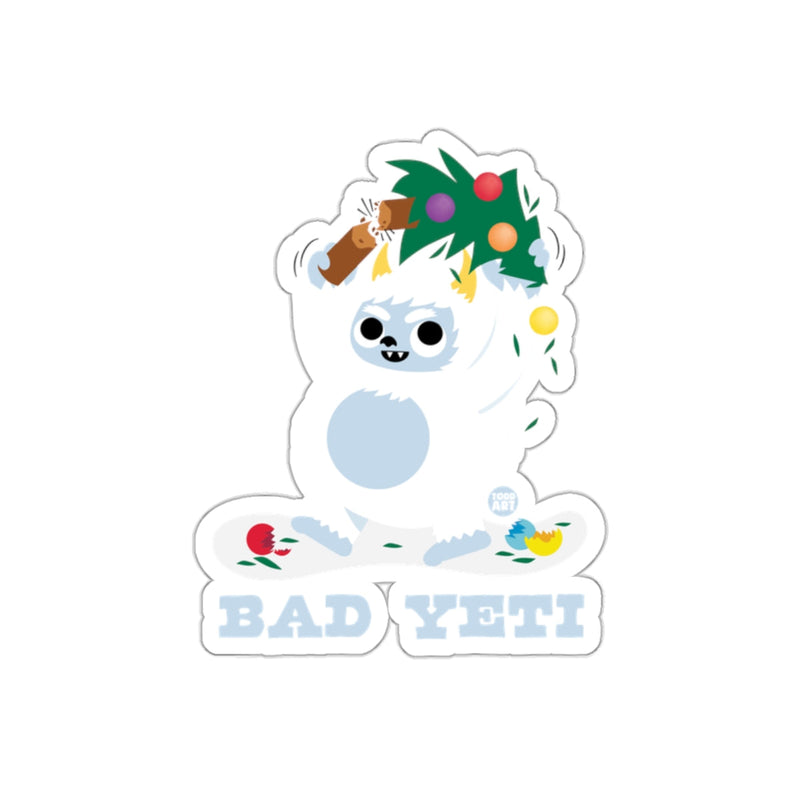Load image into Gallery viewer, Bad Yeti Cartoon Holding a Decorated Tree Sticker
