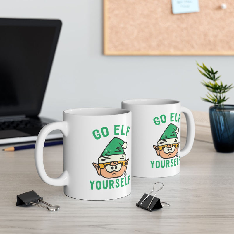 Load image into Gallery viewer, Go Elf Yourself Funny Elf Coffee Mug Perfect Gift Idea
