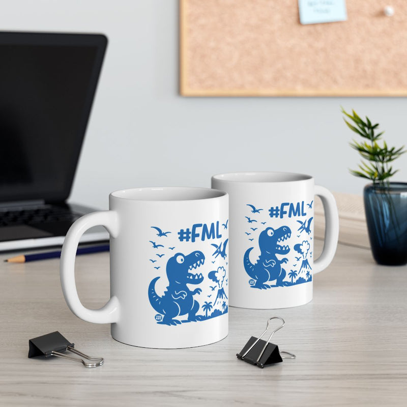 Load image into Gallery viewer, Fun Blue Dinosaur #FML Mug for Coffee and Tea Product
