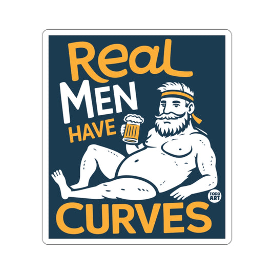 Real MEN HAVE CURVES Body Positive Beer Man sticker 
