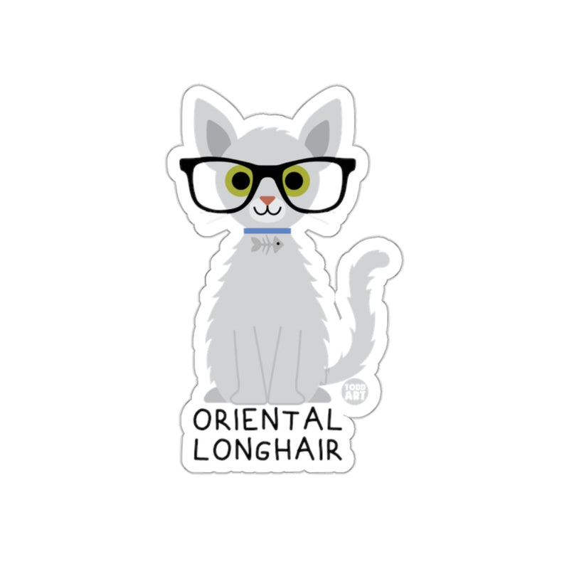 Load image into Gallery viewer, Oriental Longhair Cat with Glasses Sticker
