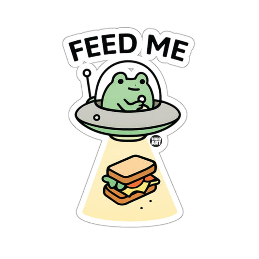 Feed Me Frog Alien and Sandwich Fun Art Sticker