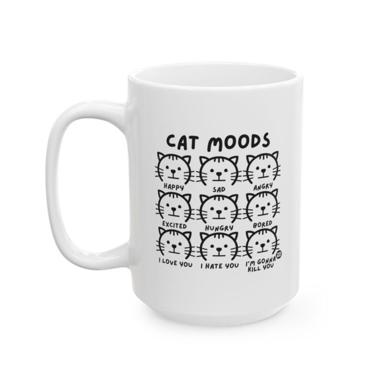 Load image into Gallery viewer, Cat Moods Illustrative White Humorous Mug Product
