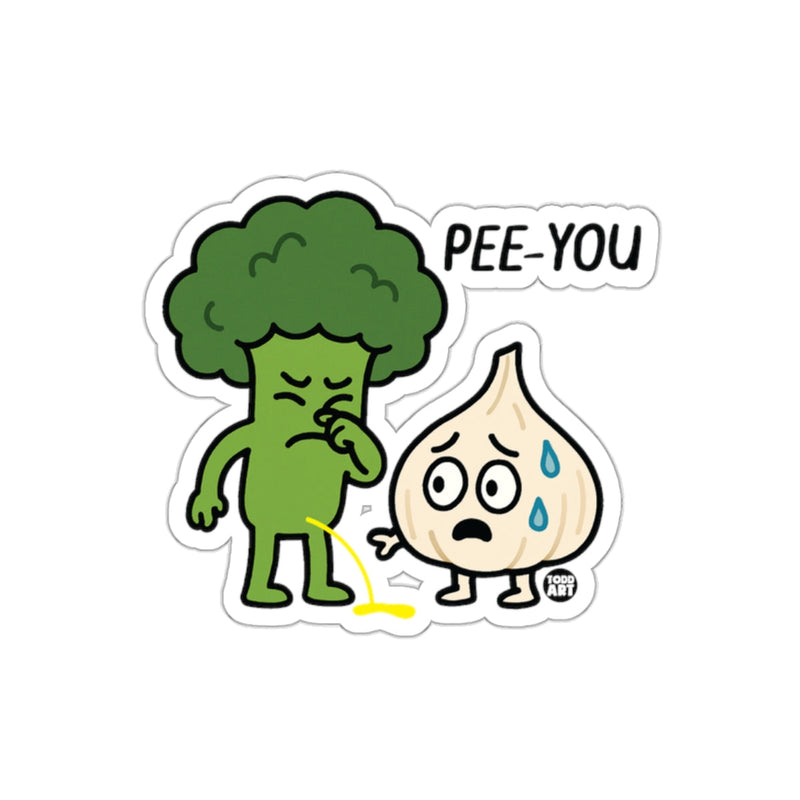 Load image into Gallery viewer, Funny Broccoli and Garlic Pee-You Graphic Sticker
