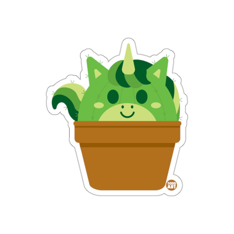Load image into Gallery viewer, Cute Green Cactus Unicorn in Pot Sticker Design
