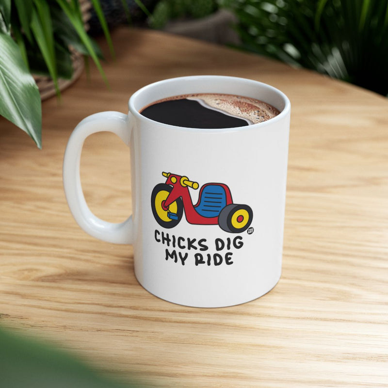 Load image into Gallery viewer, Chicks Dig My Ride Funny Motorcycle Coffee Mug
