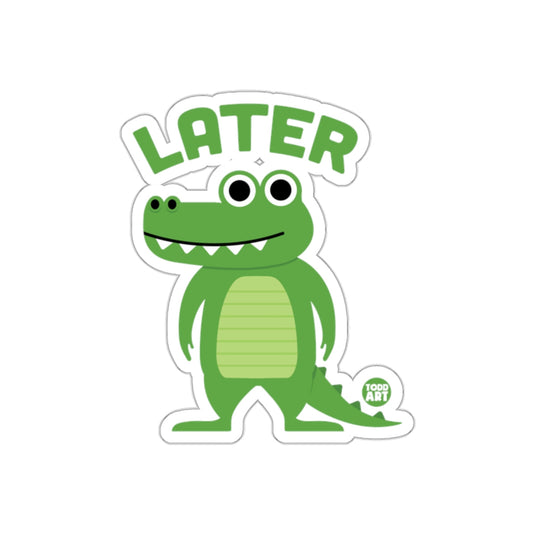 Green Alligator Says Later Cartoon Illustration sticker