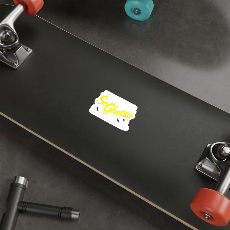 Load image into Gallery viewer, Yellow So Ghetto Graphic Design Trendy Slogan sticker
