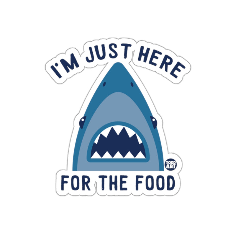 Load image into Gallery viewer, I'm Just Here For The Food Shark Bite Design sticker
