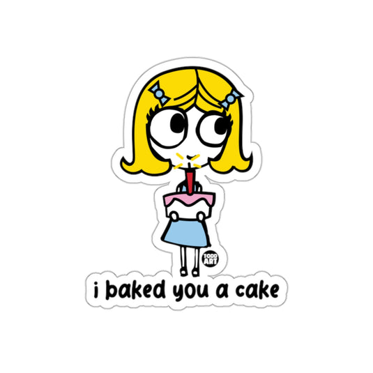 Cute Cartoon Girl with Cake Sticker