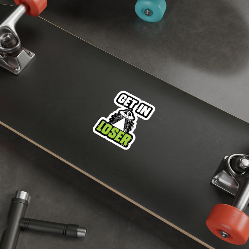 Load image into Gallery viewer, Get In Loser Alien Abduction Sticker for Your Gear
