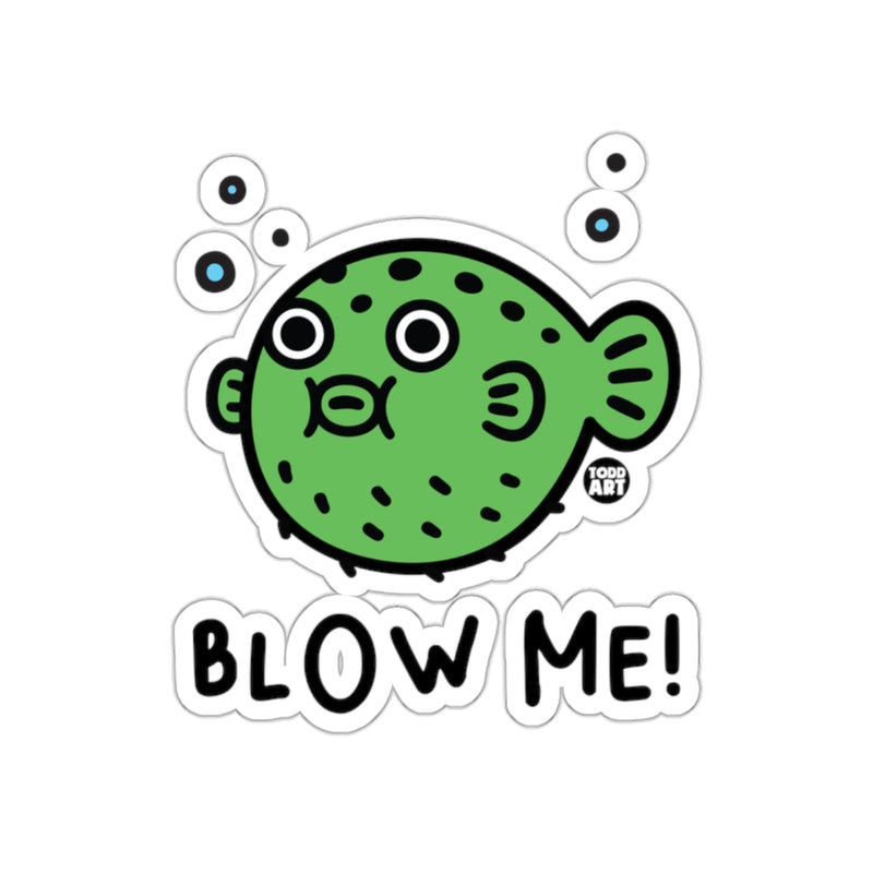 Load image into Gallery viewer, Blow Me Green Puffer Fish Design Sticker
