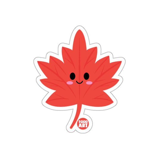 Cute Smiling Red Maple Leaf Cartoon Sticker product