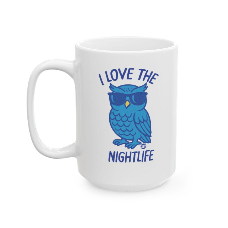 Load image into Gallery viewer, I Love the Nightlife Blue Owl Design Mug
