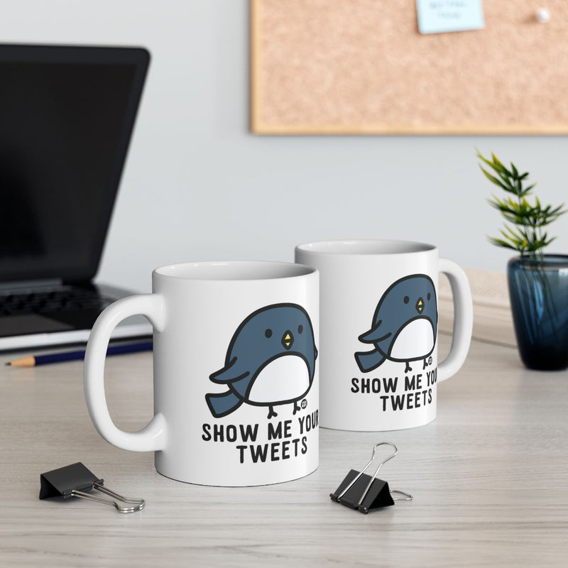 Load image into Gallery viewer, Show Me Your Tweets Funny Blue Bird Mug product
