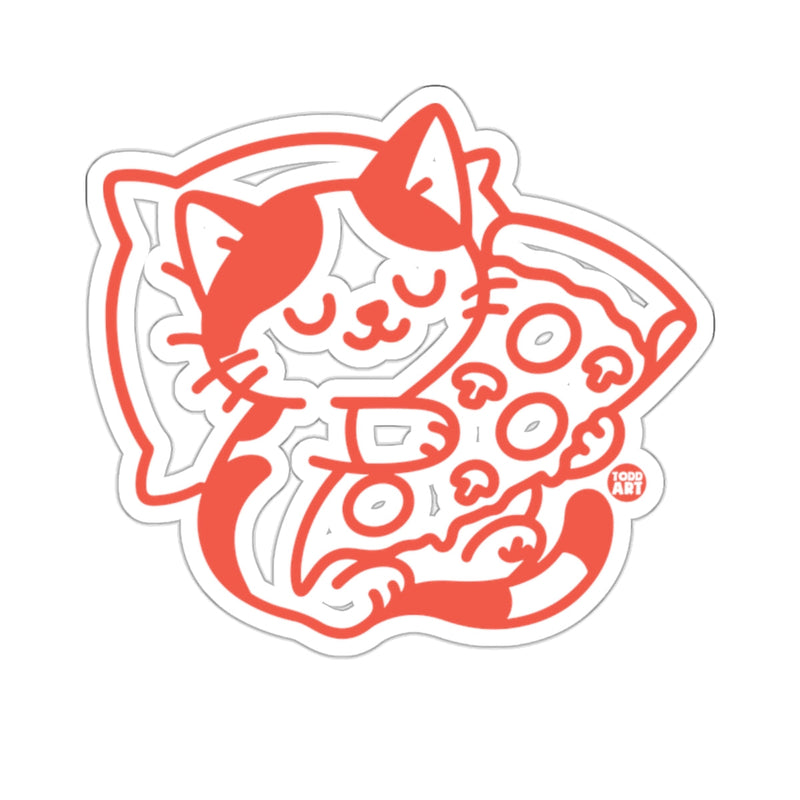 Load image into Gallery viewer, Red Cartoon Cat Eating Pizza Slice Todd Art 
