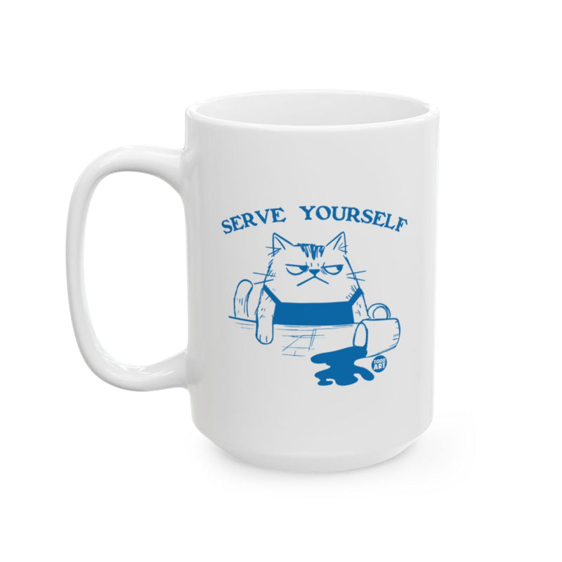 Load image into Gallery viewer, Serve Yourself Cat with Caffeine Design Mug
