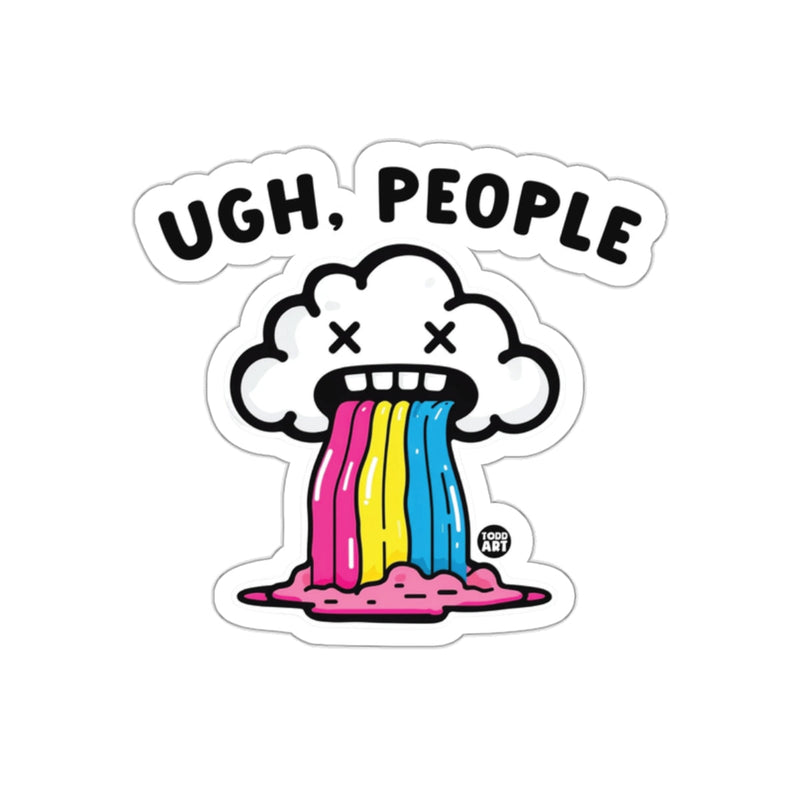Load image into Gallery viewer, Ugh People Cloud Vomiting Rainbow Sticker Product
