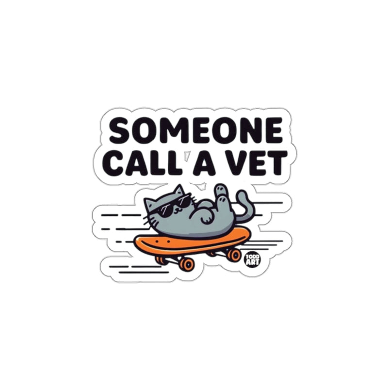 Load image into Gallery viewer, Someone Call a Vet Skateboarding Cat Sticker
