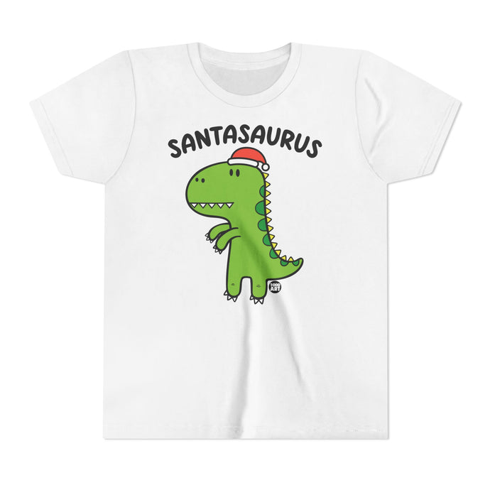 Santasaurus Kids Christmas Tee, Cute Dinosaur Holiday Children's Shirt, Santa Dinosaur Xmas Tee Kids