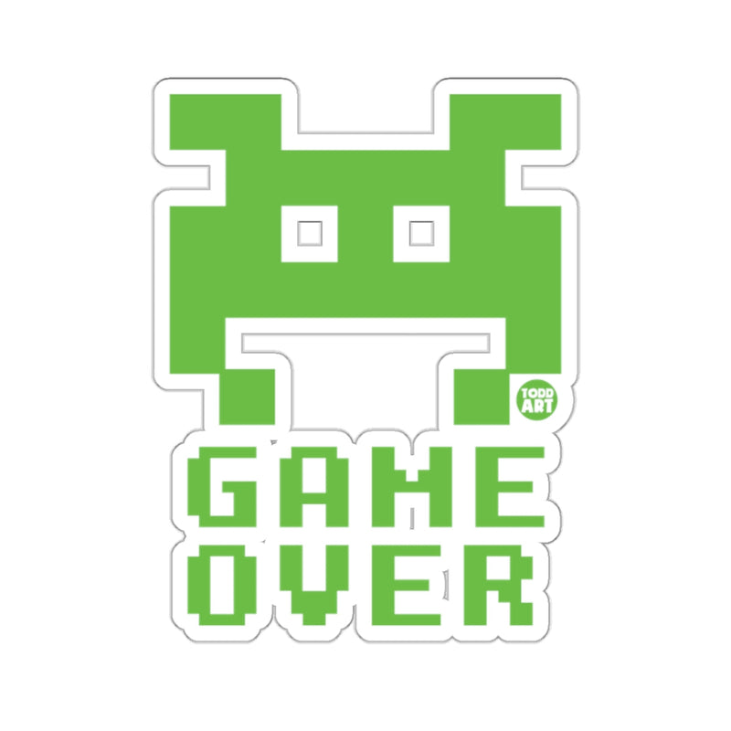 Load image into Gallery viewer, Green Game Over Pixel Art Sticker for Gamers
