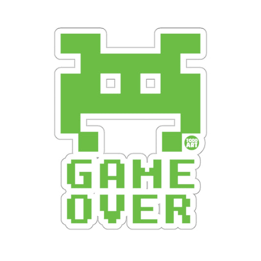Green Game Over Pixel Art Sticker for Gamers