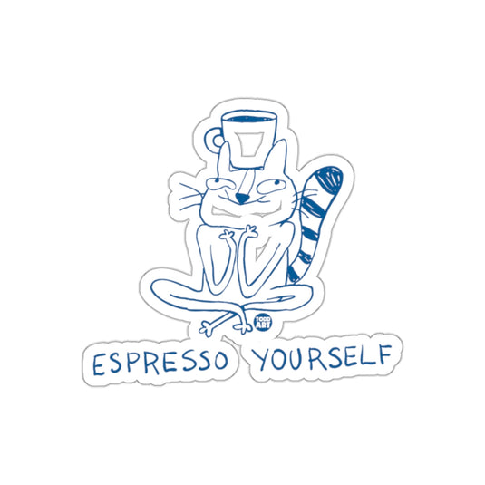 Espresso Yourself Cat Hugging Coffee Sticker