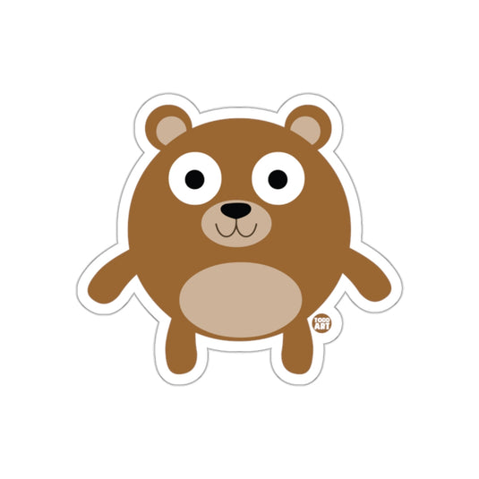 Cute Round Brown Bear Cartoon Sticker for Kids