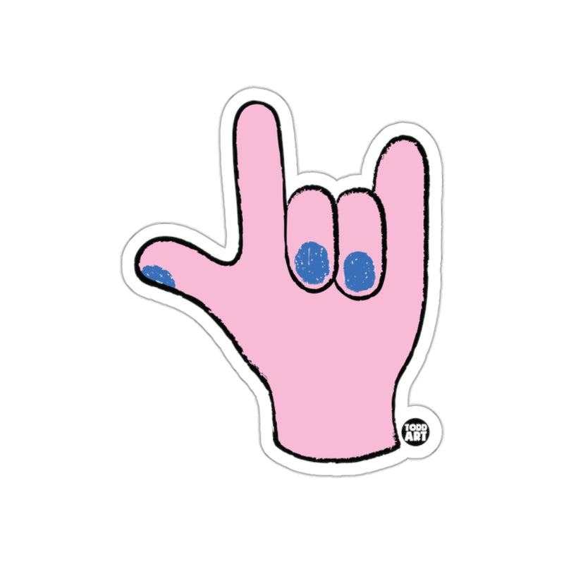 Load image into Gallery viewer, Pink Hand Sign Sticker with Blue Accents Sticker

