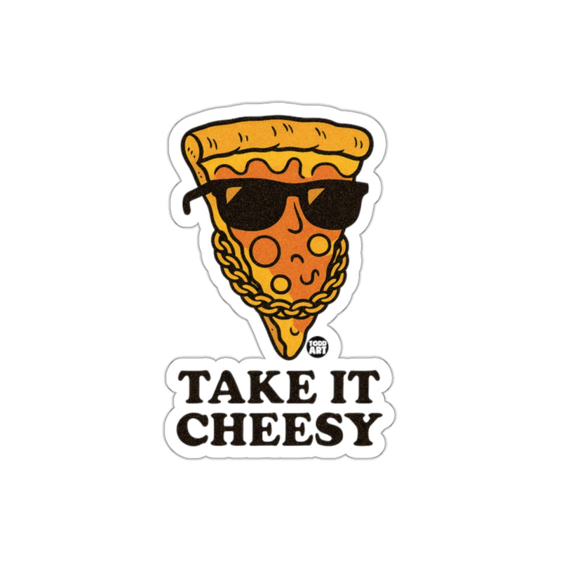 Load image into Gallery viewer, Cool Pizza Slice With Shades And Chain Take It Cheesy sticker
