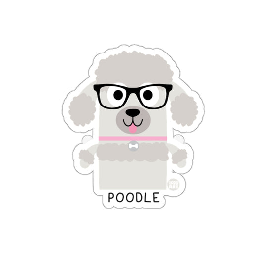 Cute Poodle with Glasses Cartoon Character Sticker