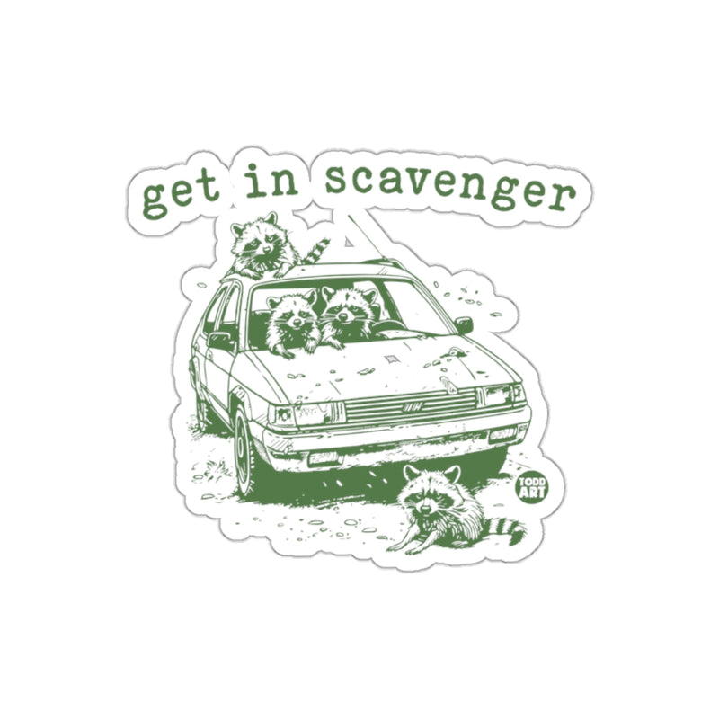 Load image into Gallery viewer, Get In Scavenger Raccoons in a Car Funny Carpool sticker
