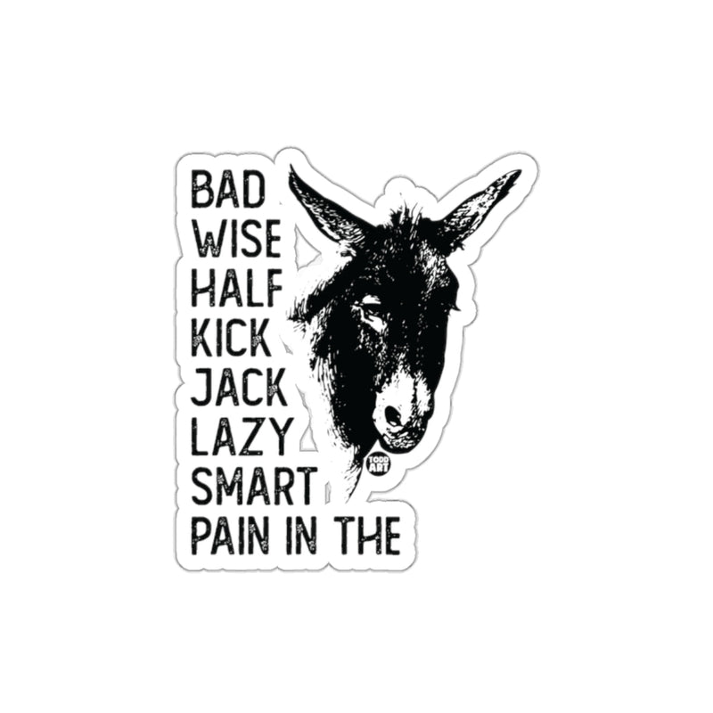 Load image into Gallery viewer, Funny Donkey With Descriptive Words Sticker Design
