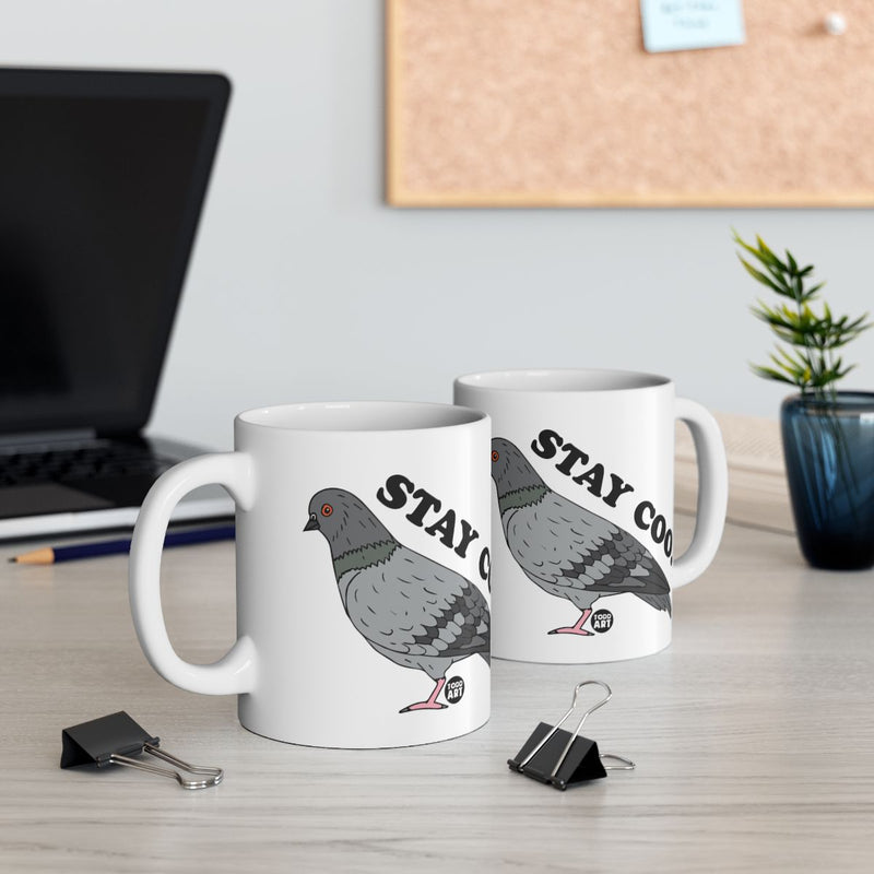 Load image into Gallery viewer, Stay Cool Pigeon Design White Ceramic Coffee Mug
