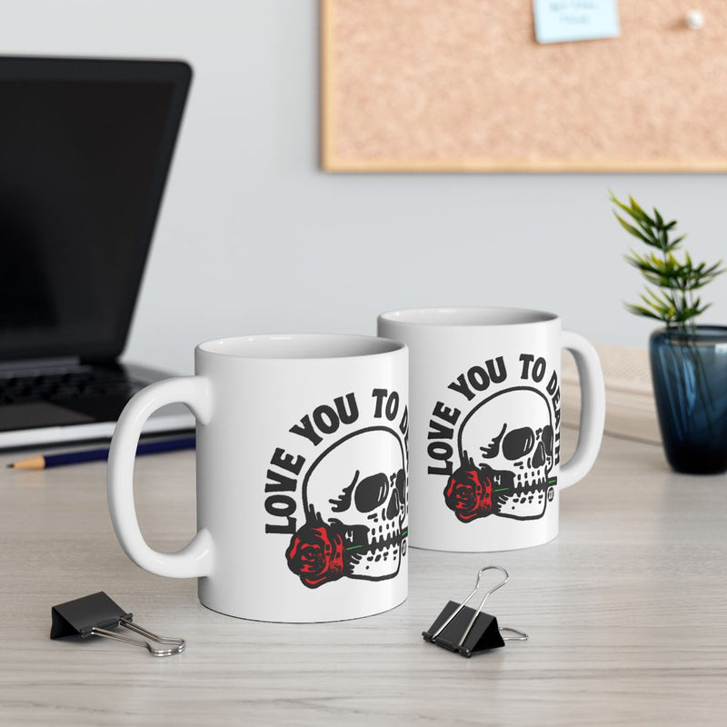 Load image into Gallery viewer, Love You To Death Skull Rose Design Mug

