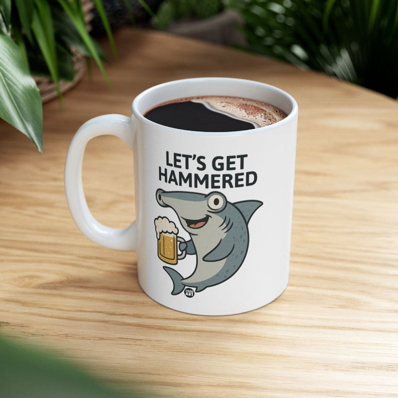 Load image into Gallery viewer, Let's Get Hammered Shark Drinking Coffee Mug
