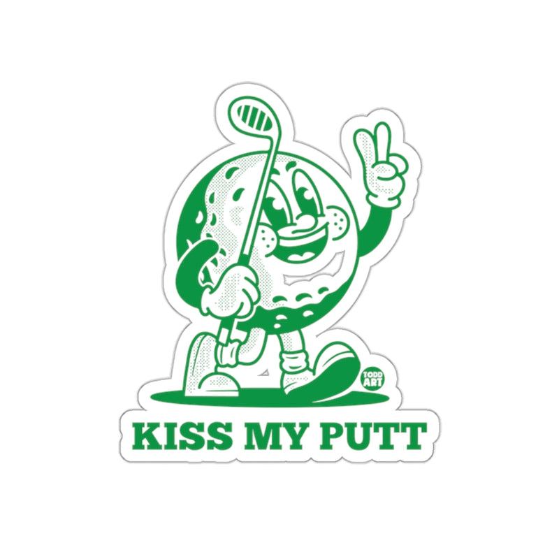 Load image into Gallery viewer, Golf Ball Character Kiss My Putt Green Design sticker
