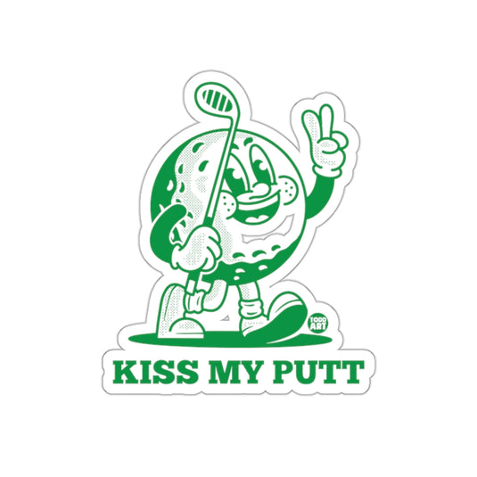 Golf Ball Character Kiss My Putt Green Design sticker