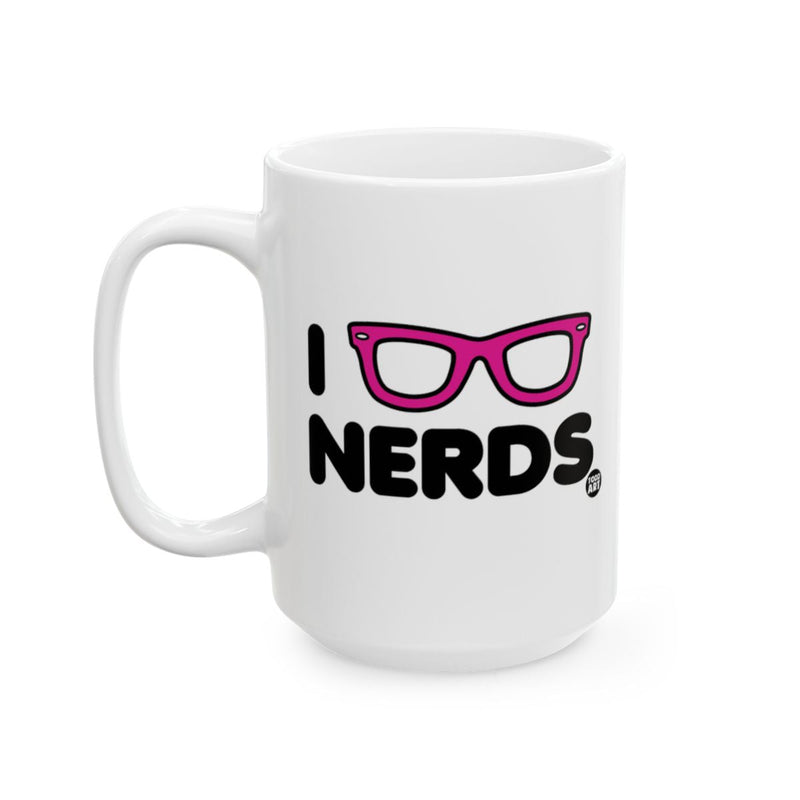 Load image into Gallery viewer, I Love Nerds Pink Glasses Coffee Mug
