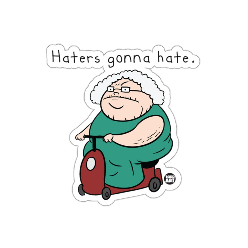 Load image into Gallery viewer, Haters Gonna Hate Elderly Lady on Scooter sticker

