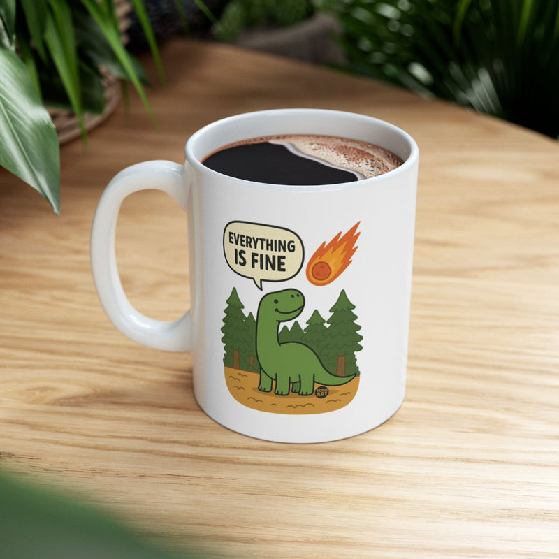 Load image into Gallery viewer, Everything is Fine Dinosaur Mug in Forest Scene Design
