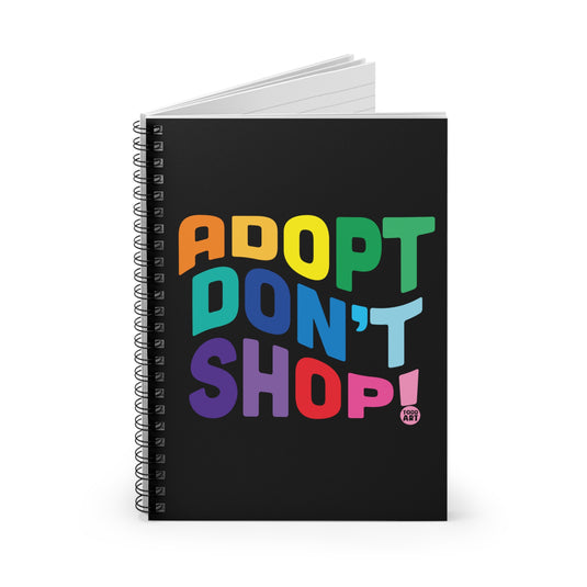 Adopt Don't Shop Rainbow Dog Spiral Notebook - Ruled Line, Cute Dog Notebooks