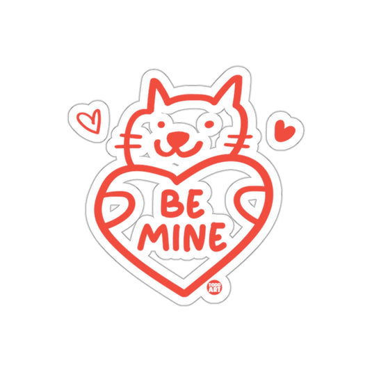 Valentine Kitty Cat with Heart that says Be Mine sticker