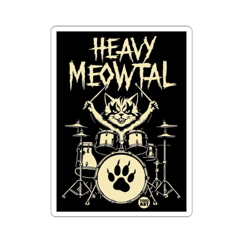 Load image into Gallery viewer, Heavy Meowtal Cat Drummer Retro Art Sticker
