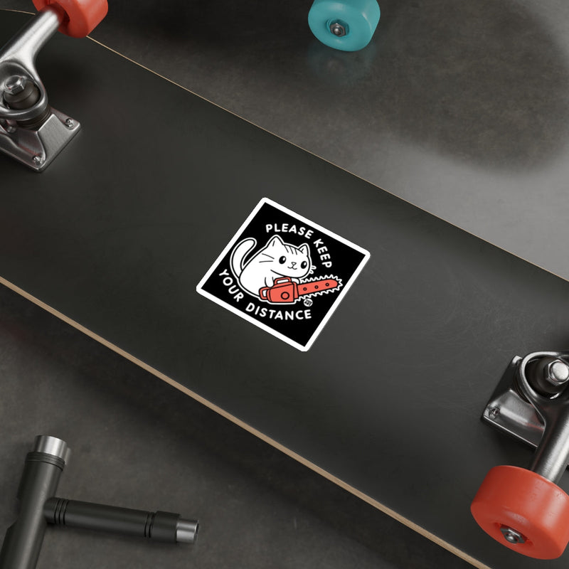 Load image into Gallery viewer, Please Keep Your Distance Cat sticker Graphic Print
