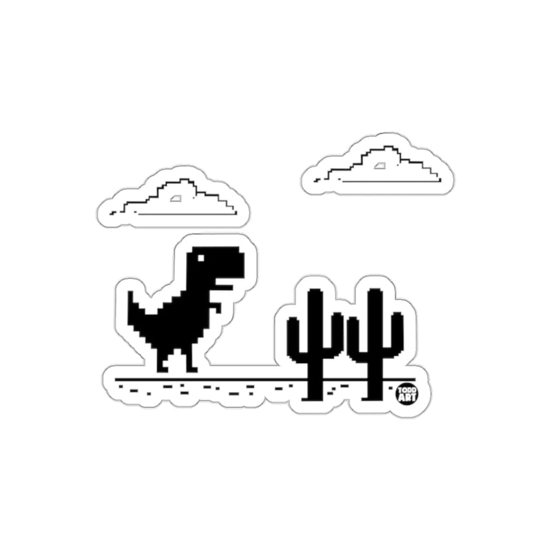 Load image into Gallery viewer, Retro Pixel Dinosaur and Cactus Design sticker
