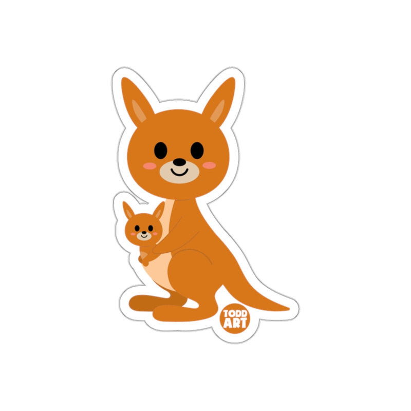 Load image into Gallery viewer, Cute Kangaroo with Joey Illustration Sticker

