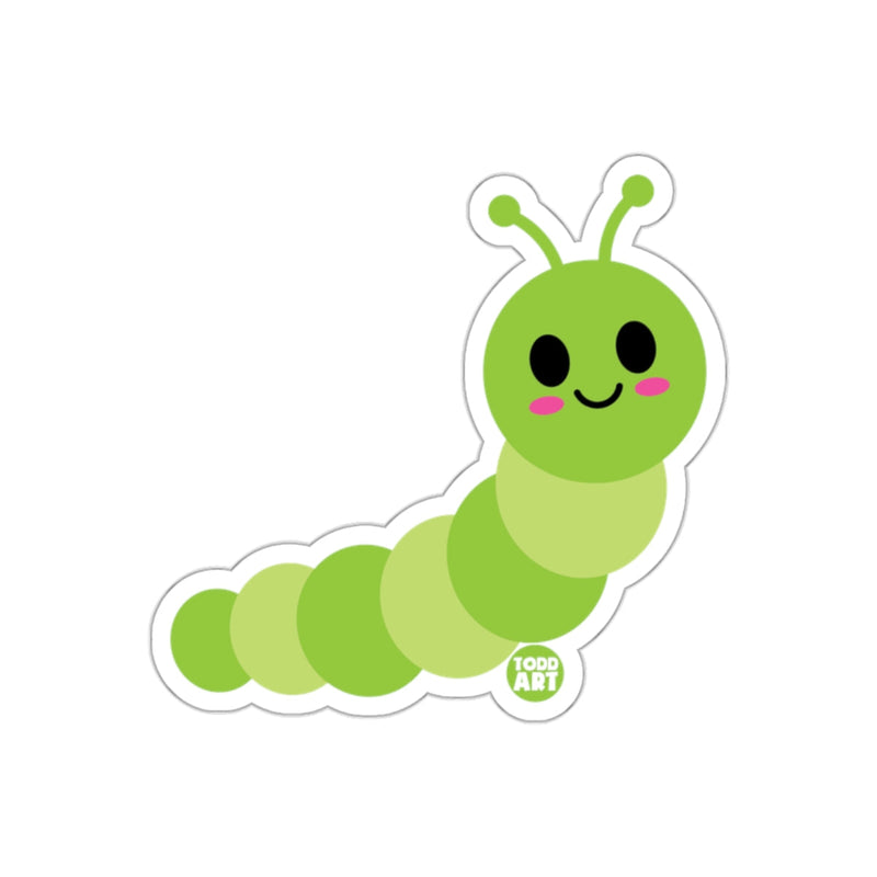 Load image into Gallery viewer, Adorable Green Cartoon Caterpillar Illustration Sticker
